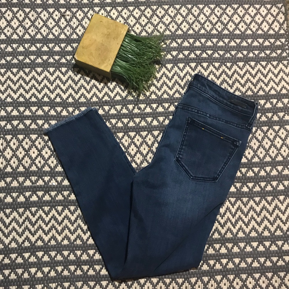 anthropologie | Pilcro script skinny jeans fringe